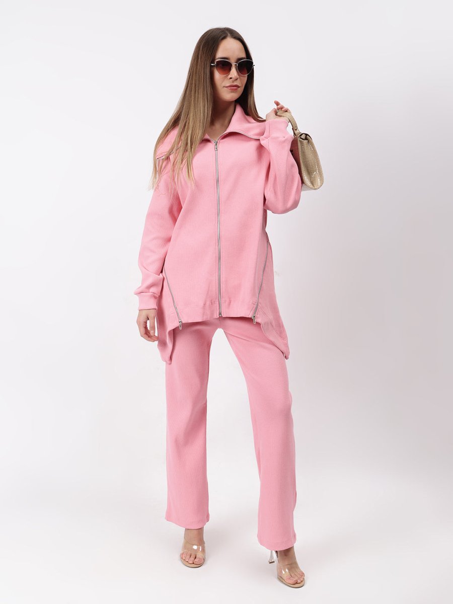 Gaiia Full Sleeves Solid Zipper Co - Ord Set - GAIIA